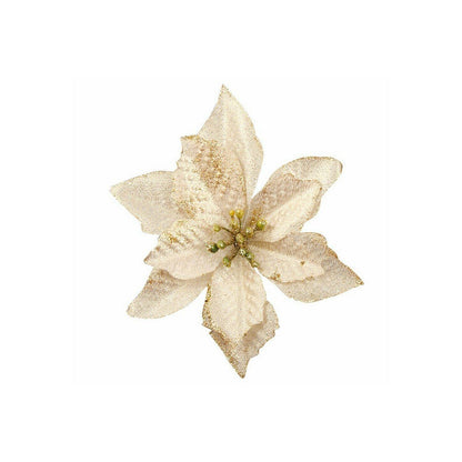 60 Pieces Christmas Glitter Artificial Flowers Ornaments