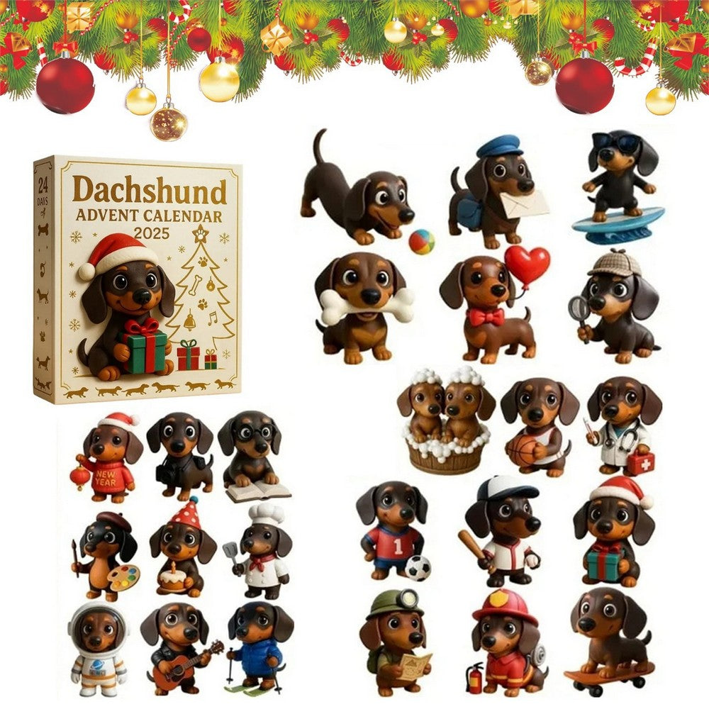 Dachshund Christmas Advent Calendar with 24 Daily Surprise Countdown Calendar