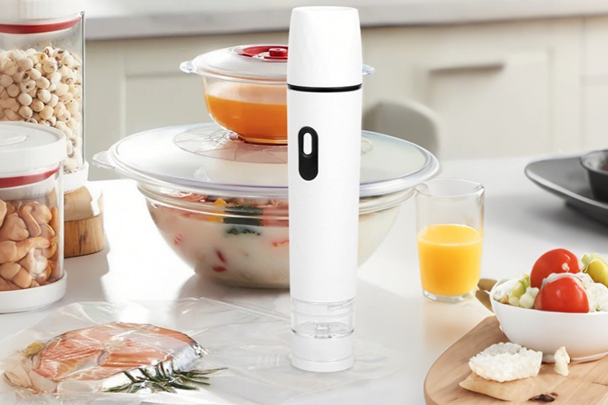 Compact Food Vacuum Sealer with 15 Reusable Vacuum Bags