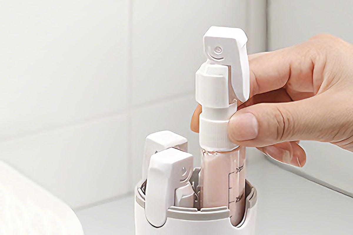 4 in 1 Travel Dispenser with 30ml Travel Bottles - White