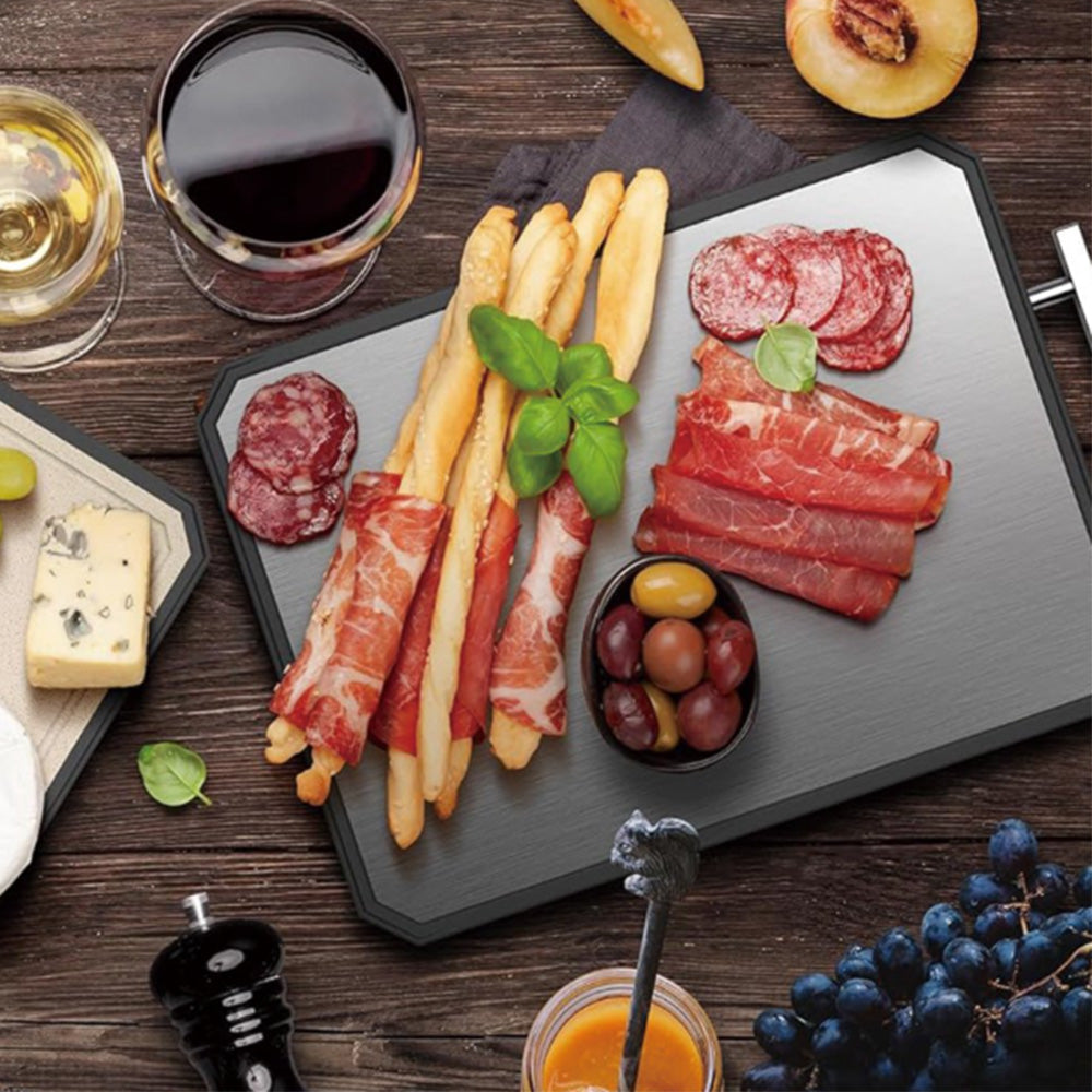 Double Sided Titanium Alloy and Wheat Straw PP Cutting Board