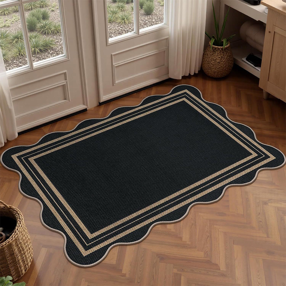Vintage Low Pile Rug Non Slip Washable Mat for Living Room Bedroom-Style1