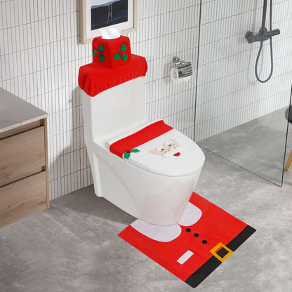 3Pcs Set Christmas Toilet Seat Cover Kit Xmas Bathroom Decor Home Indoor Decor