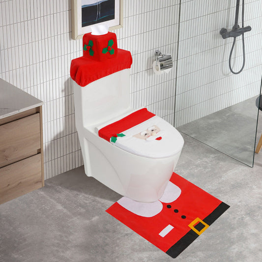 3Pcs Set Christmas Toilet Seat Cover Kit Xmas Bathroom Decor Home Indoor Decor