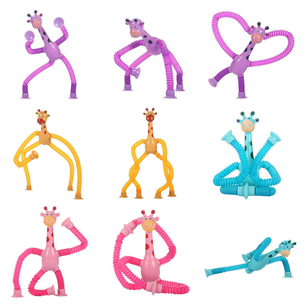 4Pcs Telescopic Suction Cup Giraffe Toy Fun Tube Toy Kid Toy