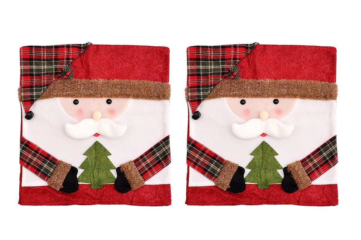 2Pcs Christmas Chair Covers with Santa Hat for Holiday Dinner Party -Elder