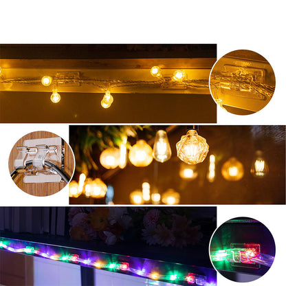 32 Pack Clear Adhesive Outdoor String Light Hooks for Patio Decoration