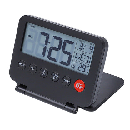 Smart Digital Alarm Clock with Temperature Display Snooze Function and LED Backlight Black