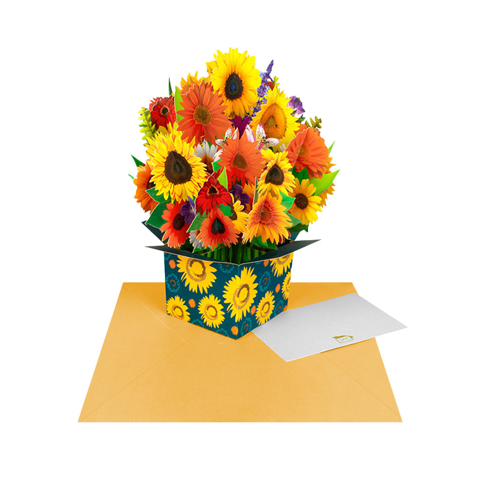 3D Popup Greeting Card Flower Paper Pop Up Cards Flower Bouquet for Mom Wife Style 1