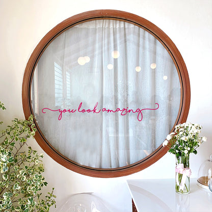 You Look Amazing Mirror Decal Vinyl Decal Mirror Bathroom Wall Decals Decor-Rose Red