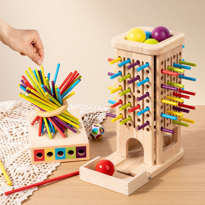 Wooden Tower 3-in-1 Stick Pulling and Balance Board Game for Little Ones and Family