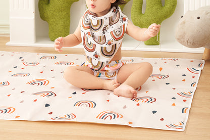 Washable Portable Baby Splat Mat For Under High Chair Arts Anti-Slip Floor Protector-Rainbow