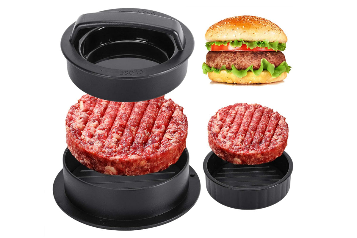 Non Stick Stuffed Burger Press Hamburger Patty Molds Maker with 100 Wax Paper