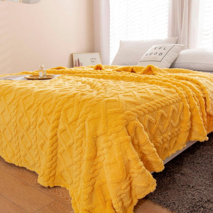 Flannel Throw Blanket Soft Fuzzy Cozy Warm Blanket Air-conditional Blanket Yellow