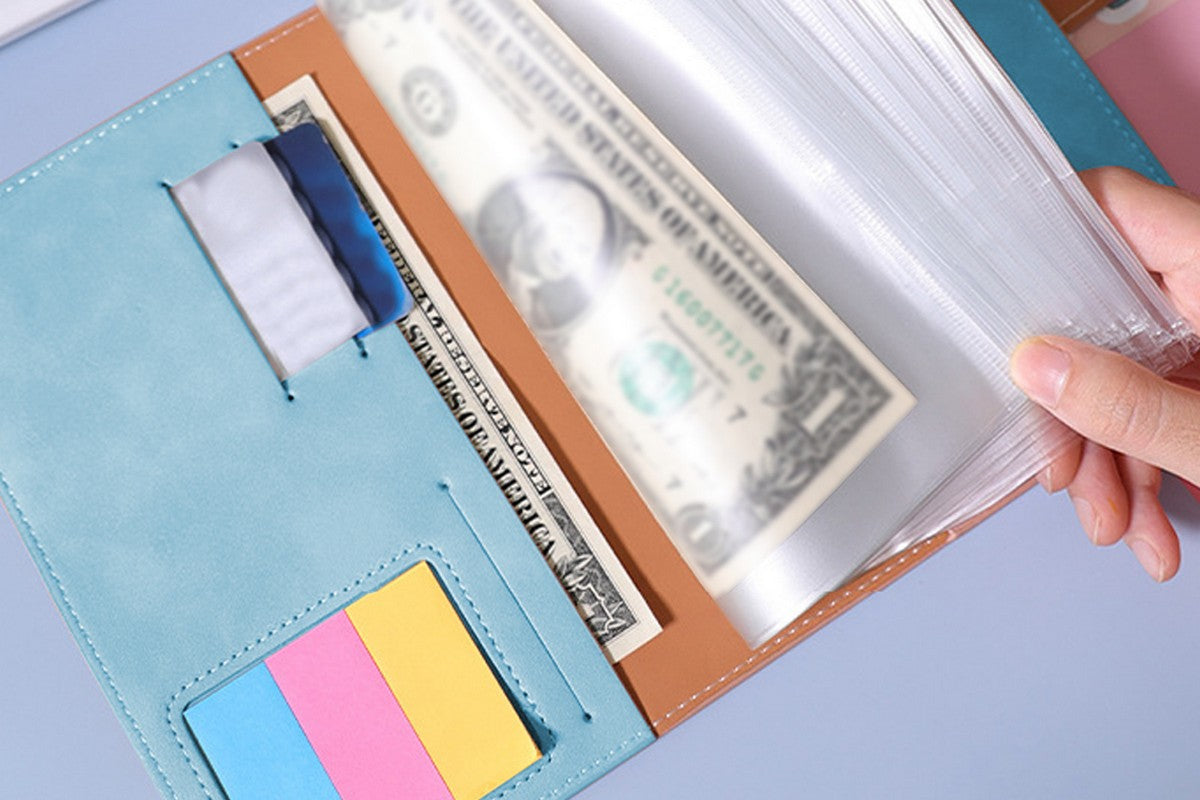 A6 Budget Binder With 12Pcs Zipper Envelopes Money Organizer For Cash Budget Binder-Light Blue