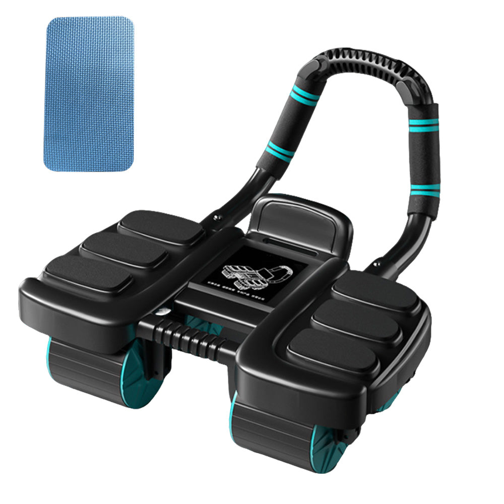 4-Wheel Automatic Rebound Ab Roller with Elbow Support Ab Exercise Machine Black