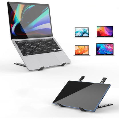 Foldable Aluminum Laptop Tablet Stand with 6 Height Levels - Black