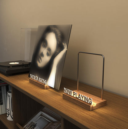 LED Now Playing Vinyl Record Storage and Display Stand with Light