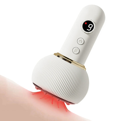 Electric Gua Sha Massager 9-Level Heat Cupping Massage Tool for Legs Arms Belly Body Beige