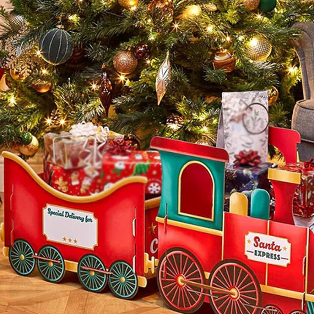 Santa Gift Train Christmas Cardboard Gift Box ¨C Present Holder Home Decoration Style 1