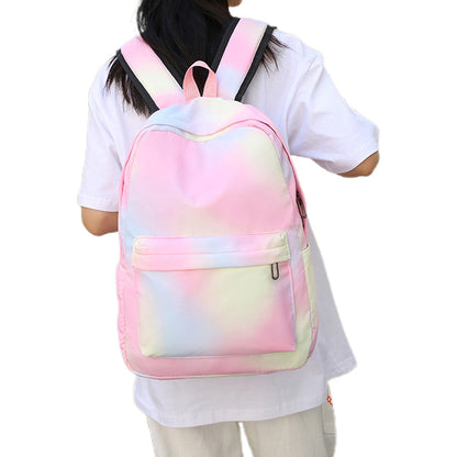 3PCS Girls Gradient Color Backpack School Backpack Lunch Bag Pencil Case-Pink
