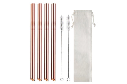7Pcs BOBA Bubble Tea Straw Extra Wide Stainless Steel Metal Reusable Straws Pack Reusable Metal Straws Best For Drinking Bubble-Rose Gold