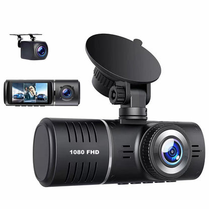 1080P 3- Channel Dash Cam Front and Rear Inside Dash Camera for Cars Loop Recording with 32GB TF Card