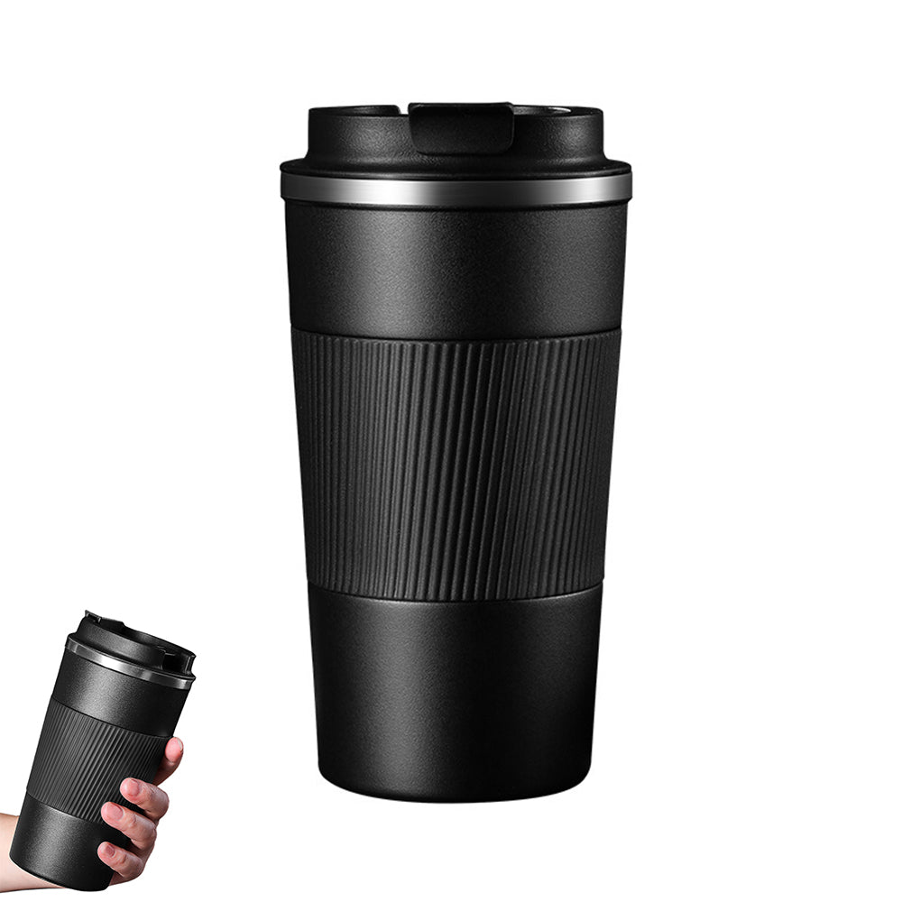 Stainless Steel Vacuum Insulated Coffee Mug Thermal Cup With Splash Proof Sliding Lid-Black