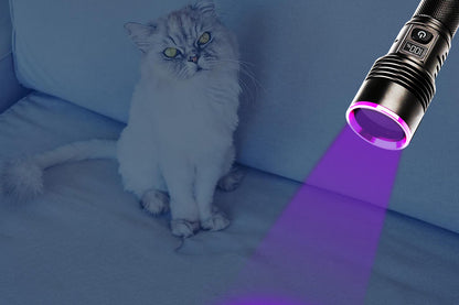 365nm Black Light UV Flashlight With LCD Display Rechargeable Torch Lamp