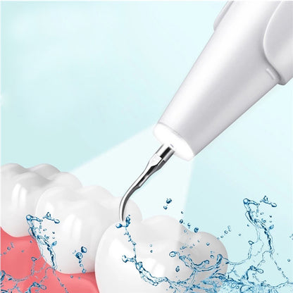 Electric Ultrasonic Plaque Remover Teeth Cleaning Kit Dental Calculus Remover LED Light -White