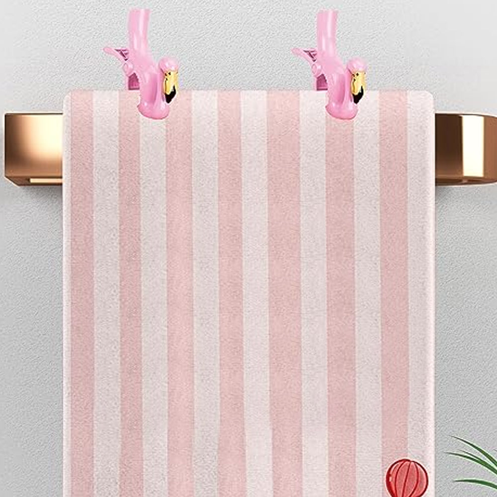2Pcs Portable Beach Towel Clamp Laundry Quilt Retaining Clip Clothes Pegs Flamingo Style