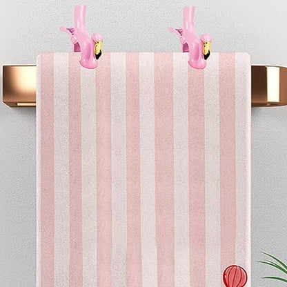 2Pcs Portable Beach Towel Clamp Laundry Quilt Retaining Clip Clothes Pegs Flamingo Style