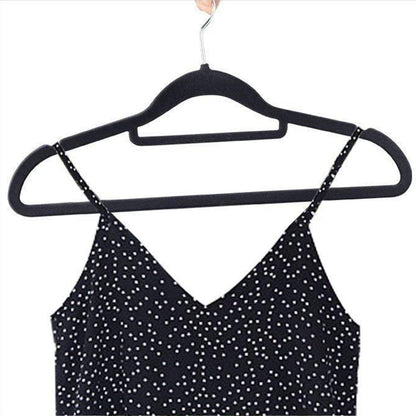 10Pcs Flocked Clothes Hanger Anti-Slip Hanger with 360 Degrees Swivel Hook for Suits Dresses Shirts Black