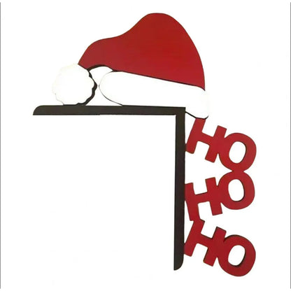 Christmas Door Topper Ornament Wooden Corner Door Frame Corner Sign Decorations Windows Walls DIY Craft Style 2