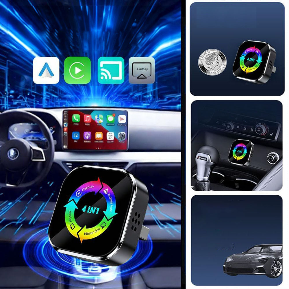 4 in 1 Wireless CarPlay Android Auto AirPlay MirrorLink Adapter - Mixed Color
