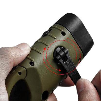 Hand Crank Solar Powered Emergency LED Flashlight ââ‚?Rechargeable Light Military Green