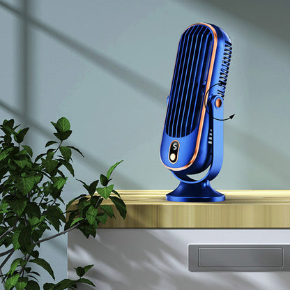 Wireless Cooling Table Fan Portable Tower Fan With 5 Speeds And 720 Degrees Oscillation-Blue