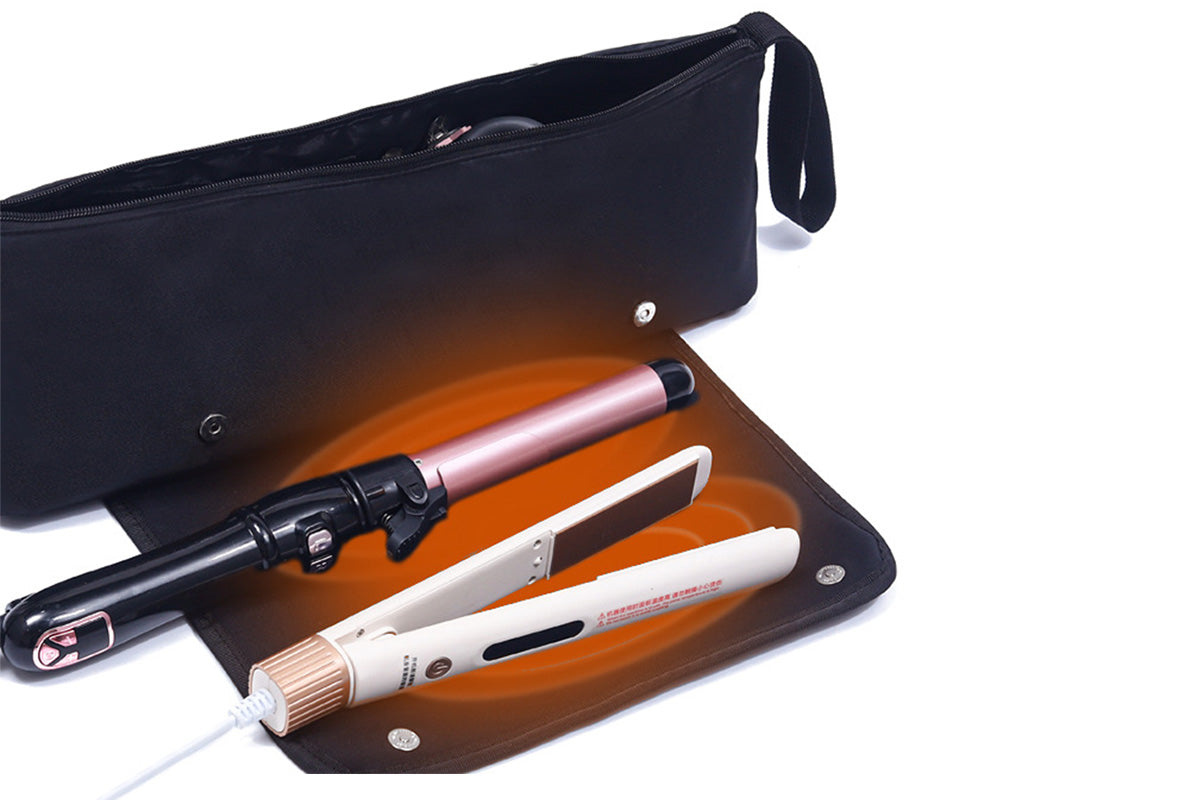 2Pcs Hot Hair Tools Travel Bag with Removable Heat Resistant Mat for Curling Iron