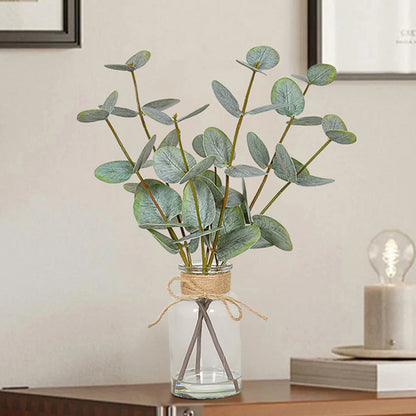 Realistic Artificial Eucalyptus Plant 3-Branch Faux Water Decorative Leaves-green