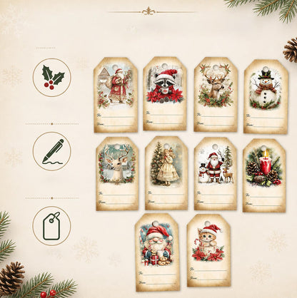 40 Pack Engineered Wood Christmas Gift Tags with Hanging String