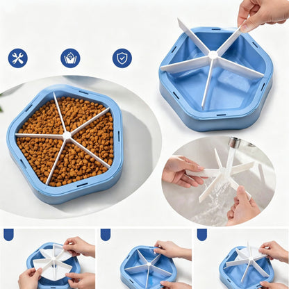 2 in 1 Removable Insert Slow Feeder Pet Bowl - Blue