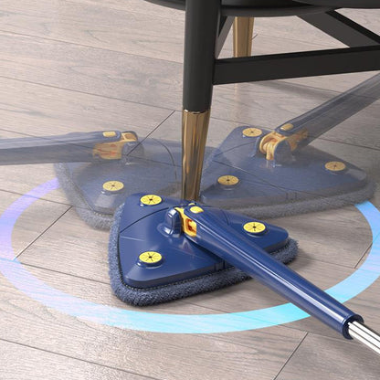 360 Degree Rotatable Cleaning Mop with 3 Cleaning Pads Triangle Automatic Wringing Squeezing Mop