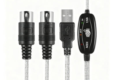 2Pcs MIDI to USB Cable Adapter for Music Keyboard and Electronic Piano to PC