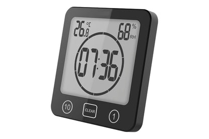 Water-Resistant Digital Bathroom Shower Clock Timer - Black