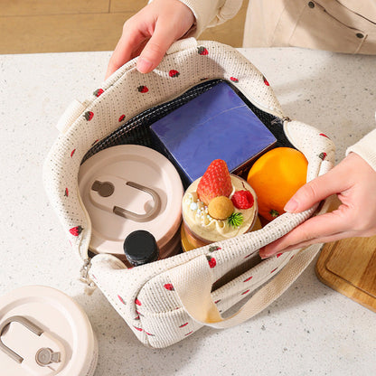 Cute Corduroy Lunch Bag Insulated Lunch Tote Bag for Work Picnic Travel Style 2