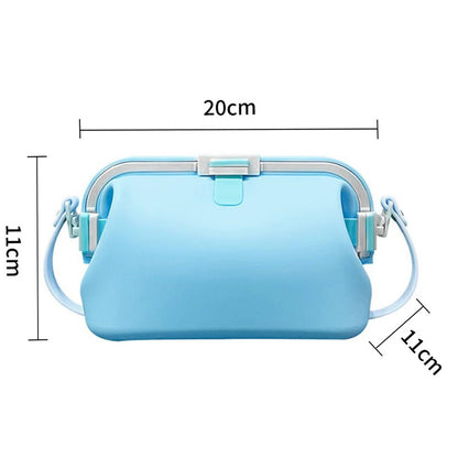 Water-resistant Foldable Silicone Beach Bag with Handle - Blue