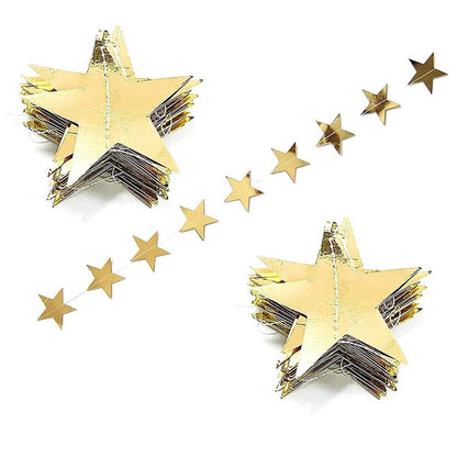 5 Pack 4m Thick Paper Star Garland Bunting Banners for Parties - Gold