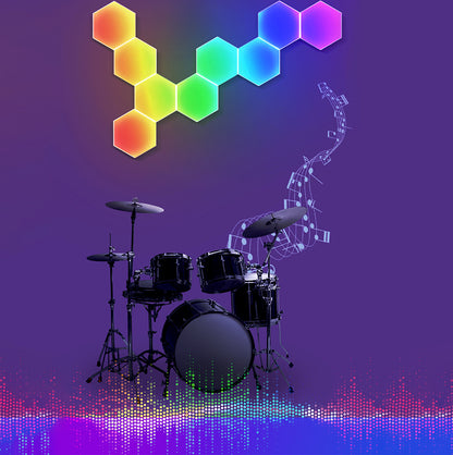 8 Piece Hexagon RGB LED Wall Light Set APP Control Music Sync Decor