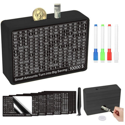 Wooden Money Saving Box Cash Vault Savings Box-Black