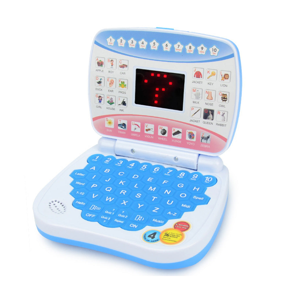 Pretend Laptop Toy with Music for Bilingual Learning - Blue